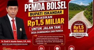 Kado HUT Kecamatan Helumo, Pemda Bolsel Gelontorkan Rp1,5 Miliar untuk Jalan Tani Duminanga dan Pangia